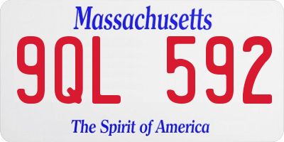 MA license plate 9QL592
