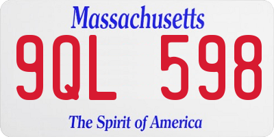 MA license plate 9QL598