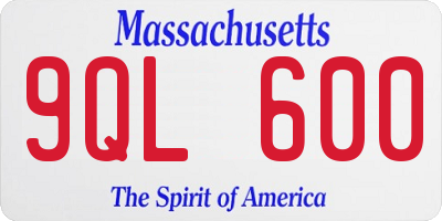 MA license plate 9QL600