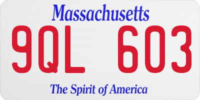 MA license plate 9QL603