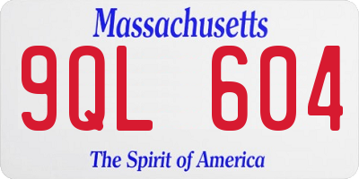 MA license plate 9QL604