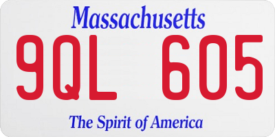 MA license plate 9QL605
