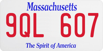 MA license plate 9QL607