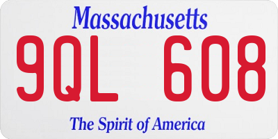 MA license plate 9QL608