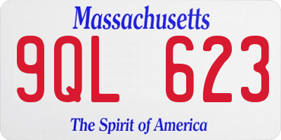 MA license plate 9QL623