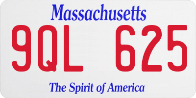 MA license plate 9QL625