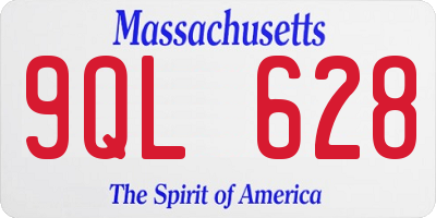 MA license plate 9QL628