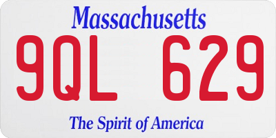 MA license plate 9QL629