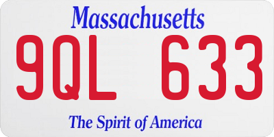 MA license plate 9QL633