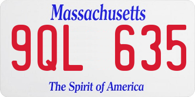 MA license plate 9QL635
