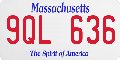 MA license plate 9QL636