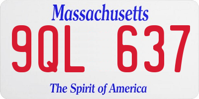 MA license plate 9QL637