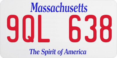 MA license plate 9QL638