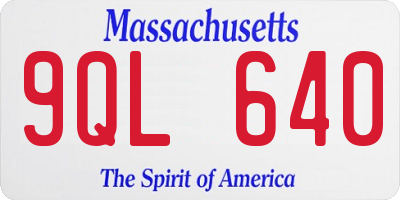 MA license plate 9QL640