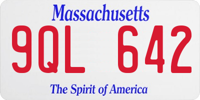 MA license plate 9QL642