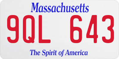 MA license plate 9QL643