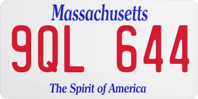 MA license plate 9QL644