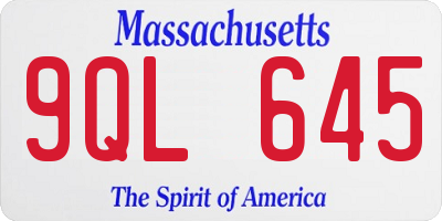 MA license plate 9QL645