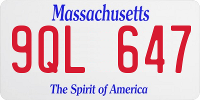 MA license plate 9QL647