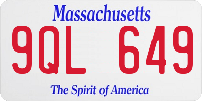 MA license plate 9QL649