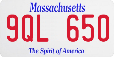 MA license plate 9QL650