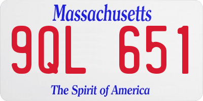 MA license plate 9QL651