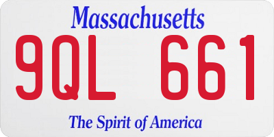 MA license plate 9QL661