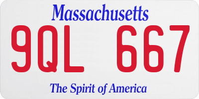 MA license plate 9QL667