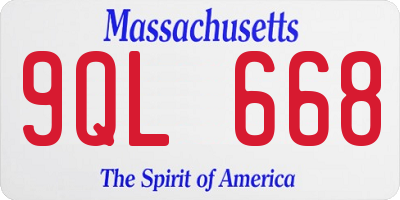 MA license plate 9QL668