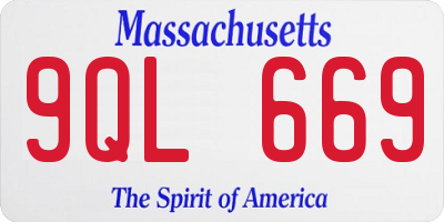 MA license plate 9QL669