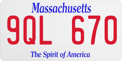 MA license plate 9QL670