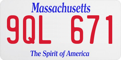 MA license plate 9QL671