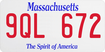 MA license plate 9QL672