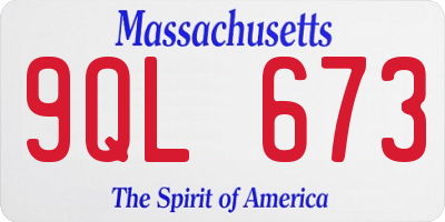 MA license plate 9QL673