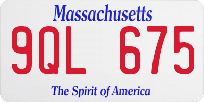 MA license plate 9QL675