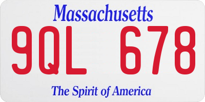MA license plate 9QL678