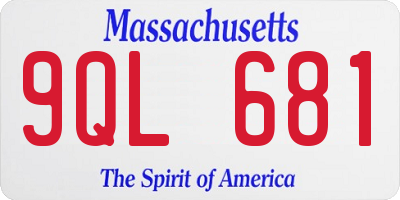 MA license plate 9QL681