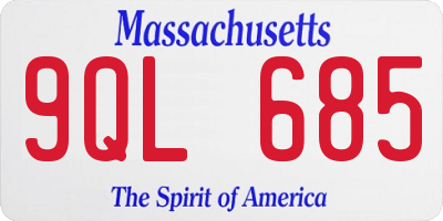 MA license plate 9QL685