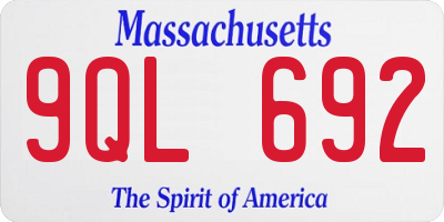 MA license plate 9QL692