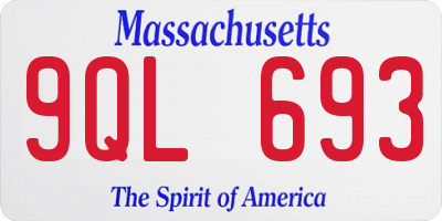 MA license plate 9QL693