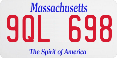 MA license plate 9QL698