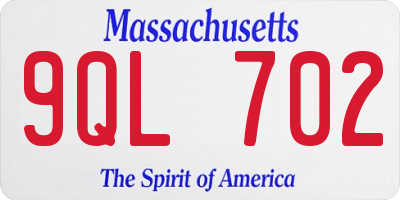 MA license plate 9QL702