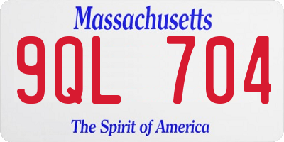 MA license plate 9QL704
