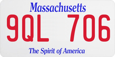 MA license plate 9QL706