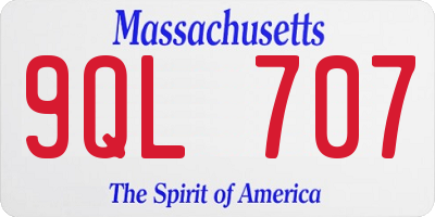 MA license plate 9QL707