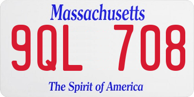 MA license plate 9QL708