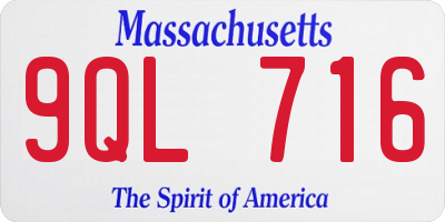 MA license plate 9QL716