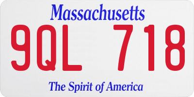 MA license plate 9QL718