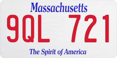 MA license plate 9QL721