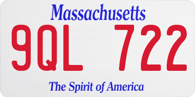 MA license plate 9QL722